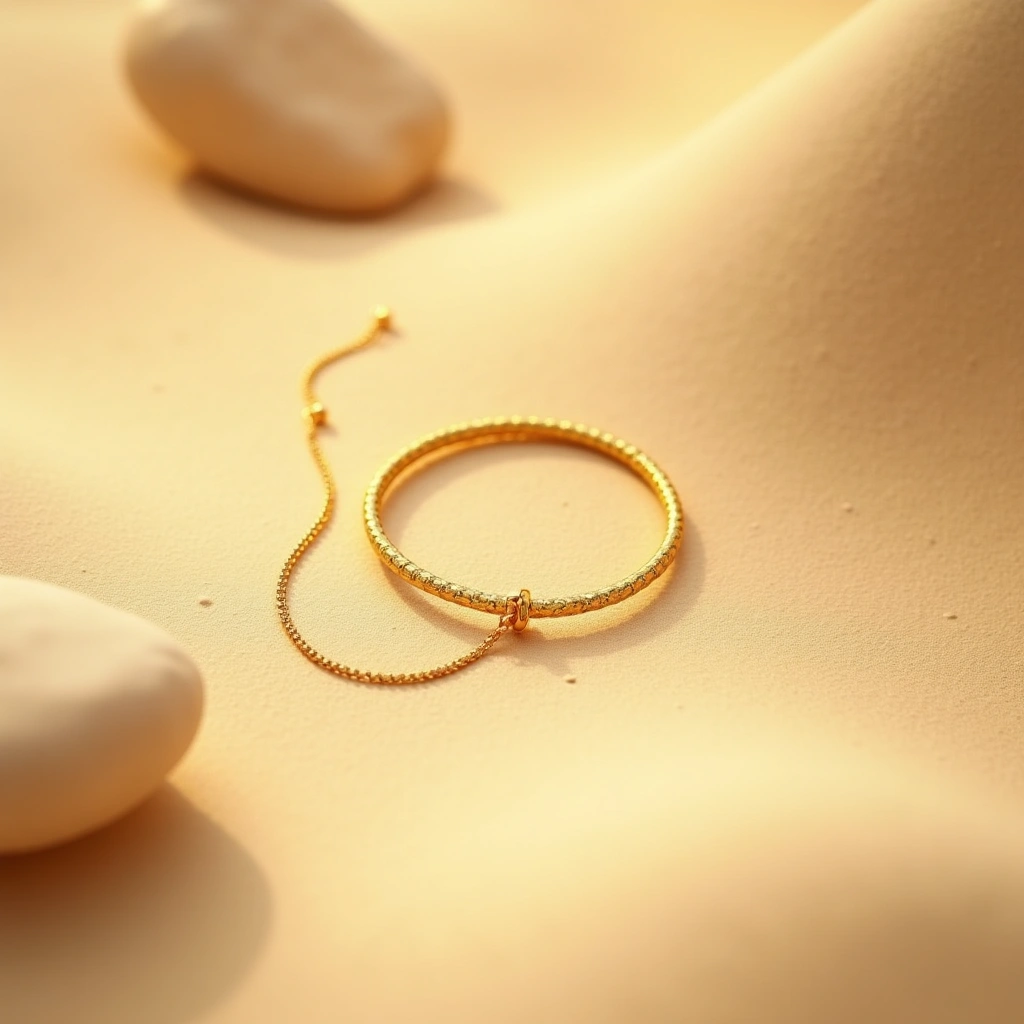 Bracelet Anneau, 4 diamants Or Jaune