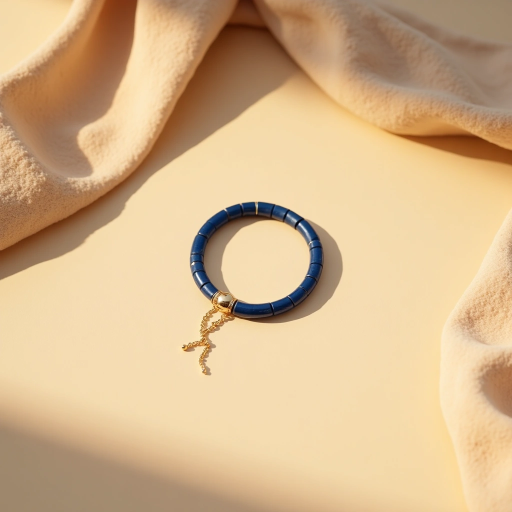 Bracelet double Or Bleu Turquin Mat