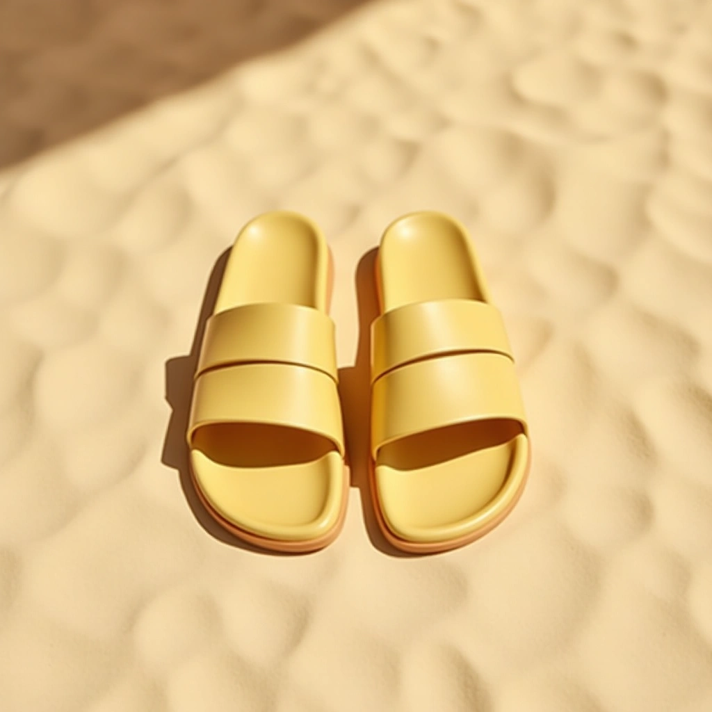 Sandales plate - Jaune Pastel