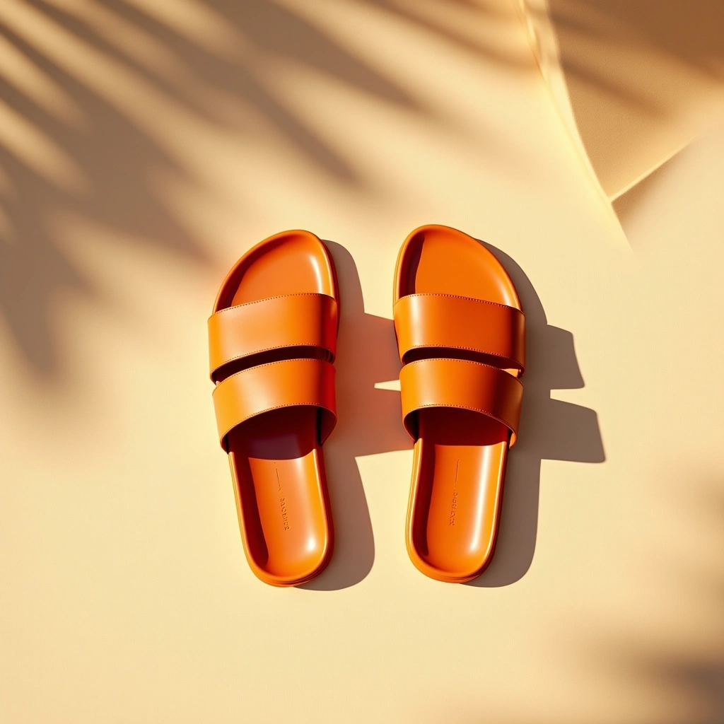 Sandales plate - Orange brûlé