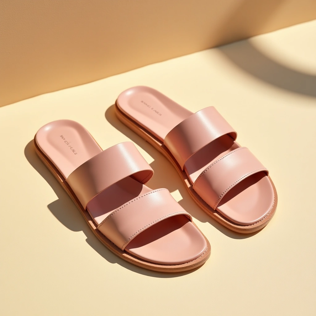 Sandales plate - Rose Baie