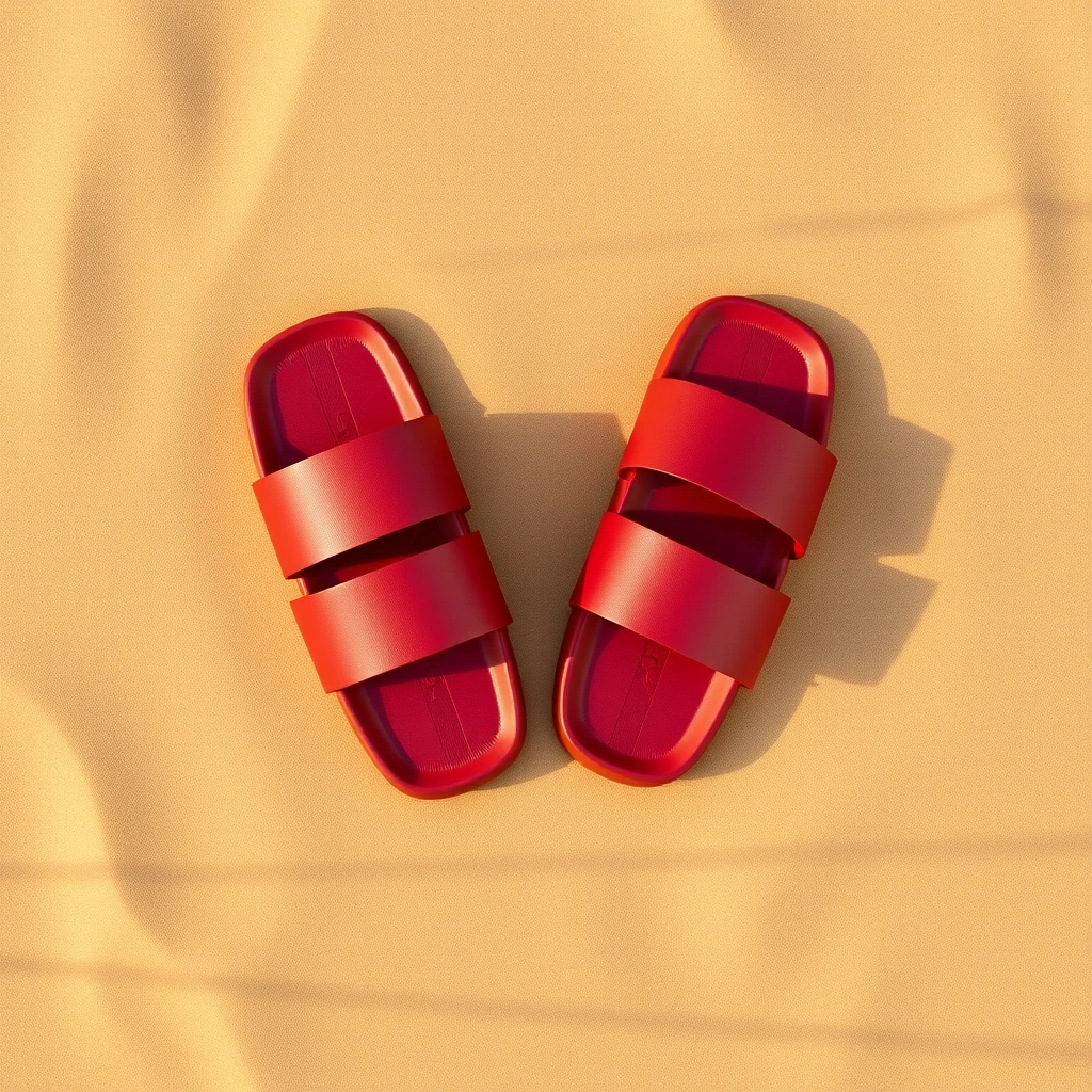 Sandales plate - Rouge Grenadine