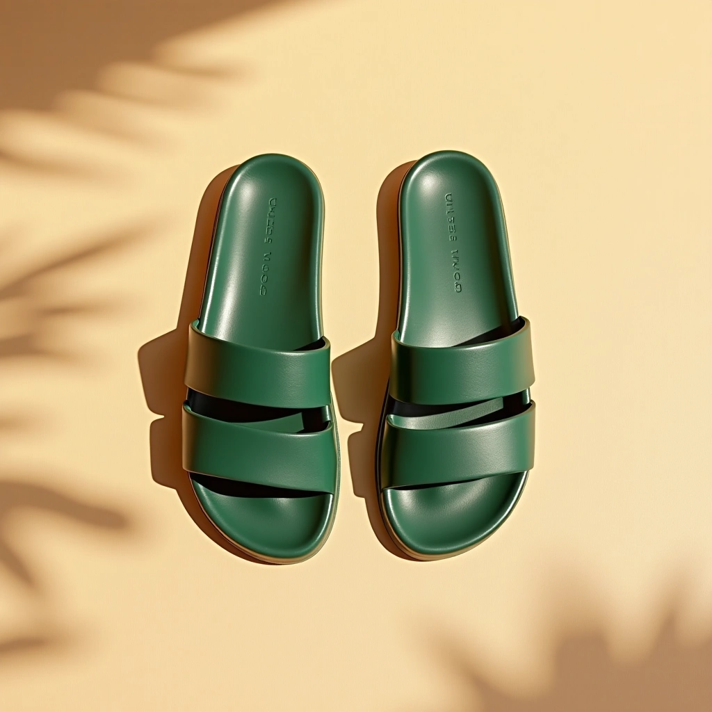 Sandales plate - Vert Jade
